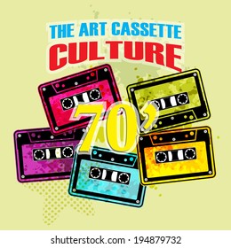 Grunge Cassette Tape on grunge background 