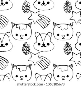grunge cat and chipmunk head with shottig star background