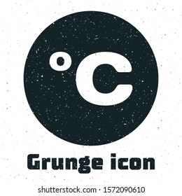 Grunge Celsius icon isolated on white background.  Vector Illustration