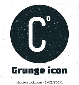 Grunge Celsius icon isolated on white background. Monochrome vintage drawing. Vector Illustration