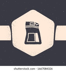 Grunge-Zement-Tasche Symbol einzeln auf grauem Hintergrund. Einfarbige Vintage-Zeichnung. Vektorillustration-Illustration