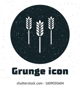 Grunge Cereals set with rice, wheat, corn, oats, rye, barley icon isolated on white background. Ears of wheat bread symbols.  Vector Illustration