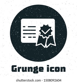 Grunge Certificate template icon isolated on white background. Achievement, award, degree, grant, diploma. Business success certificate.  Vector Illustration