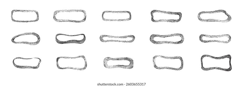 Grunge chalk, crayon texture abstract shape frames set. Vector stock illustration isolated on white background for design template text business presentation, highlight advertising, special offer. EPS
