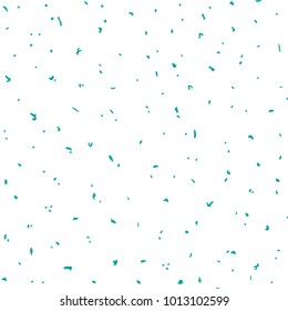 Grunge chaotic background, Abstract aquamarine spots and dots on white background, random specks background for design. Vector illustration