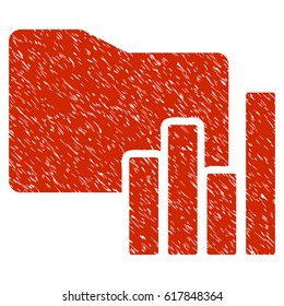 Grunge Charts Folder icon with grunge design and scratched texture. Unclean vector red pictogram for rubber seal stamp imitations and watermarks. Draft sticker symbol.