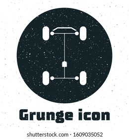 Grunge Chassis car icon isolated on white background.  Vector Illustration