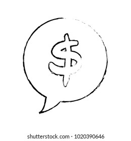 grunge chat bubble with dollar symbol money inside