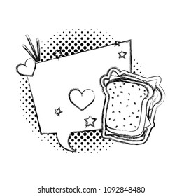 grunge chat bubble message with sandwich and patch decoration