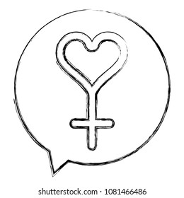 grunge chat bubble message with womens sign