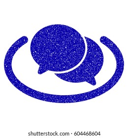 Grunge Chat rubber seal stamp watermark. Icon symbol with grunge design and dust texture. Unclean vector blue emblem.