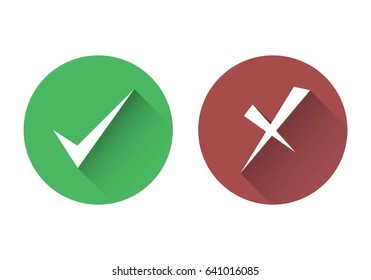 Grunge Check and Cross Mark with Long Shadow