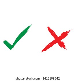 Grunge check mark and rejected mark. Vector