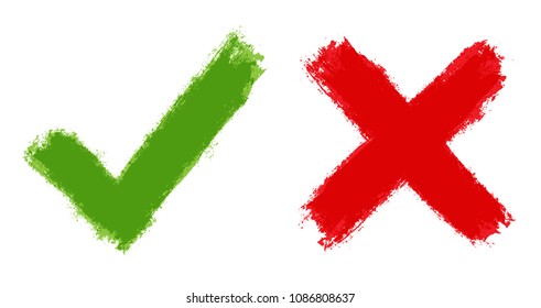 Grunge check marks.Yes and no symbol.Vector.