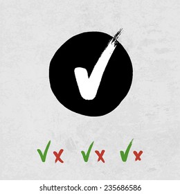 Grunge Check Marks on Paper Texture