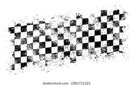 Grunge checkered background monochrome surface with black and white cubes in form of racing flag for formula 1 vector illustration