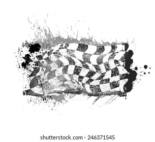 grunge checkered race flage vector