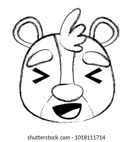 grunge cheerful bear head wild animal
