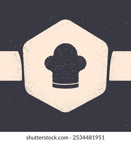 Grunge Chef hat icon isolated on grey background. Cooking symbol. Cooks hat. Monochrome vintage drawing. Vector