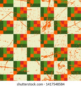 Grunge chess pattern. Paint seamless texture.