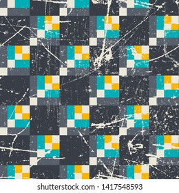 Grunge chess pattern. Paint seamless texture.