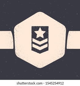 Grunge Chevron icon isolated on grey background. Military badge sign. Monochrome vintage drawing. Vector Illustration