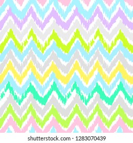 Grunge chevron pattern. Zigzag. Ethnic fabric design. Ikat. Boho. Fashion. Paint lines ornament. Ink strokes wallpaper. Abstract seamless texture.