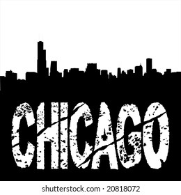 texto gruñón de Chicago con ilustración de skyline