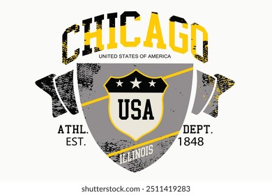 grunge chicago tipografia, grunge EUA tipografia slogan, impressão gráfica de design de vestuário atlético, NYC Vintage Impressão para roupas esportivas, Tipografia esportiva. eps8