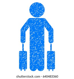 Grunge Child Passenger icon with grunge design and scratched texture. Unclean vector blue pictogram for rubber seal stamp imitations and watermarks. Draft sticker symbol.