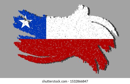 Grunge Chile flag, Chile flag with shadow on isolated background, vector illustration