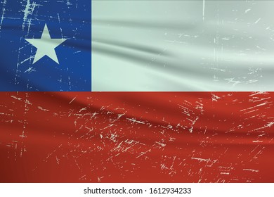 Grunge Chile flag. Chile flag with waving grunge texture. Vector background.
