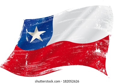 A grunge Chilean flag in the wind for you