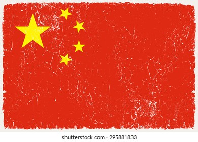 Grunge China flag.Chinese flag with grunge texture.Vector template.