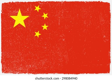 Grunge China flag.Chinese flag with grunge texture.Vector template.