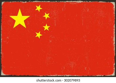 Grunge China flag.Chinese flag with grunge texture.Vector template.