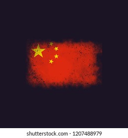 Grunge Chinese flag.Vector flag of China.