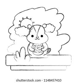 grunge chipmunk seating cute wild animal