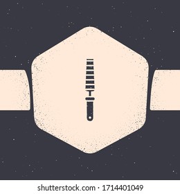 Grunge Chisel tool for wood icon isolated on grey background. Monochrome vintage drawing. Vector Illustration