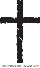 Grunge Christian cross. Black and white. Vector illustration. 