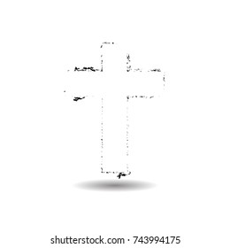 Grunge Christian Cross Sign . Vector illustration.