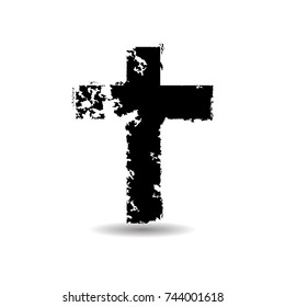 Grunge Christian Cross Sign . Vector illustration.