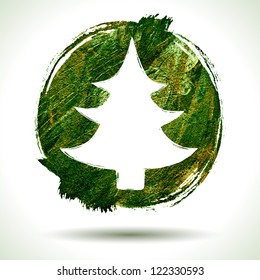 Grunge christmas. Christmas background. Christmas tree. Grunge label. Abstract vector. Hand drawn. Holiday background. Abstract shape