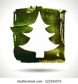 Grunge christmas. Christmas background. Christmas tree. Grunge label. Abstract vector. Hand drawn. Holiday background. Abstract shape
