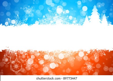 Grunge Christmas background with Christmas tree sparkles snowflakes and balls for your design