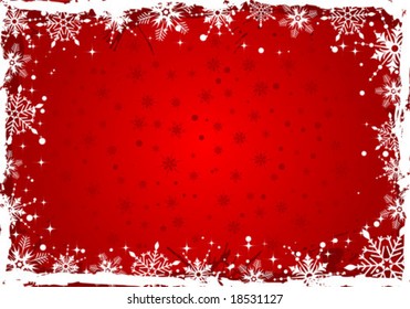 Grunge Christmas frame with snowflakes, element for design, vector illustration