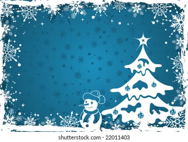 Grunge Christmas frame with snowflakes, element for design, vector illustration