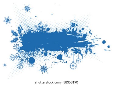 Grunge Christmas frame with snowflakes, element for design, vector illustration