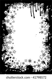 Grunge Christmas frame with snowflakes, element for design, vector illustration