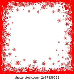 Grunge Weihnachtsrahmen mit Schneeflocken, Vektorgrafik